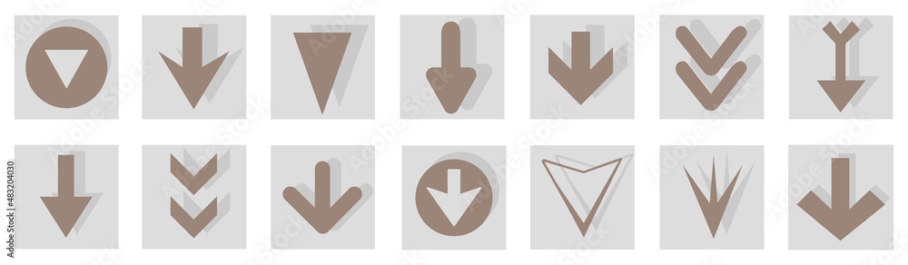 Poster arrow icon set isolated on background. arrows vector collection. different arrow icons in flat style