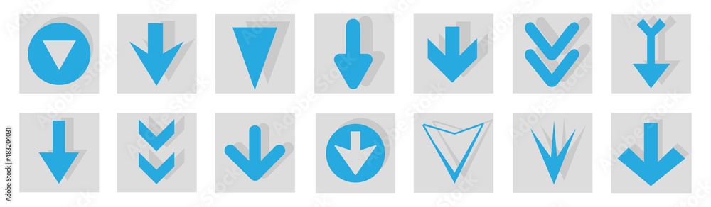 Poster arrow icon set isolated on background. arrows vector collection. different arrow icons in flat style
