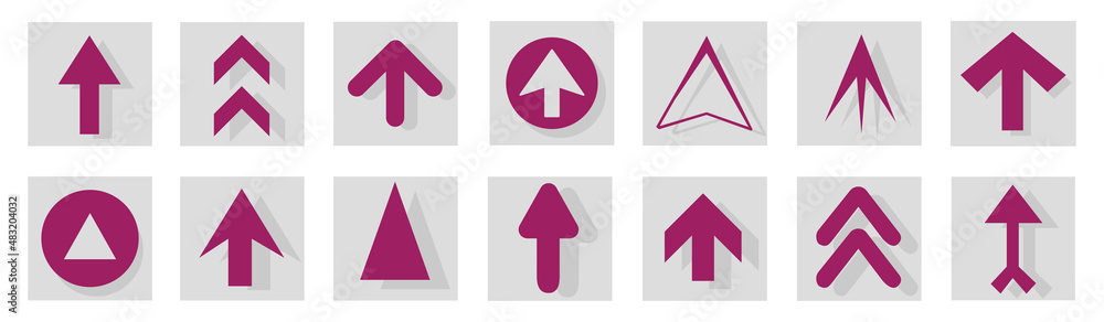 Poster arrow icon set isolated on background. arrows vector collection. different arrow icons in flat style