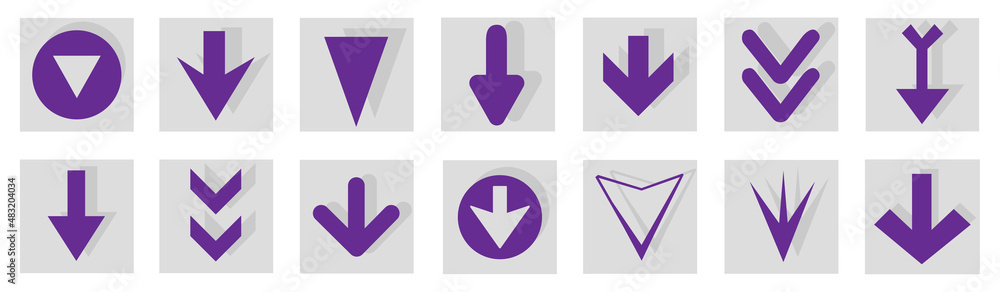 Poster arrow icon set isolated on background. arrows vector collection. different arrow icons in flat style