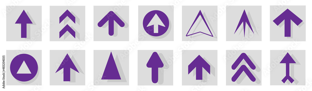Poster arrow icon set isolated on background. arrows vector collection. different arrow icons in flat style