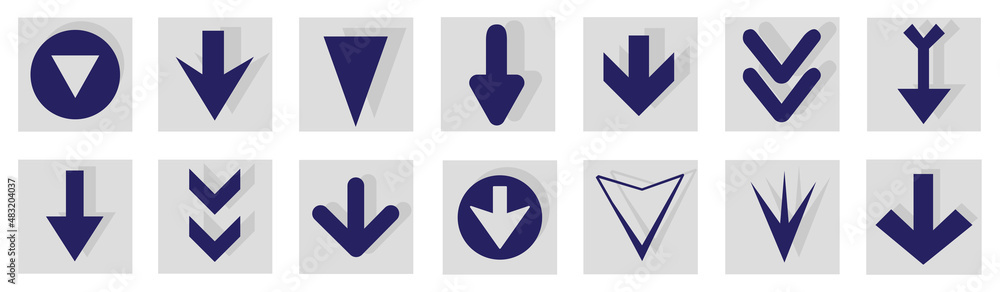 Poster arrow icon set isolated on background. arrows vector collection. different arrow icons in flat style