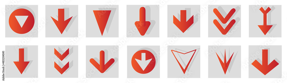 Poster arrow icon set isolated on background. arrows vector collection. different arrow icons in flat style