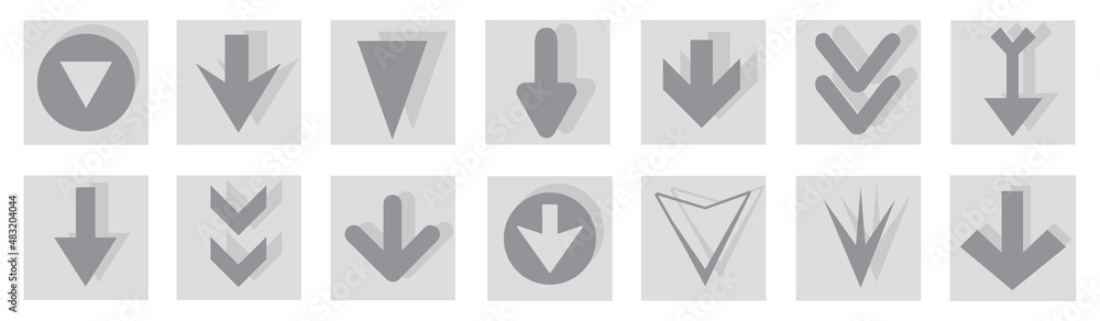 Poster arrow icon set isolated on background. arrows vector collection. different arrow icons in flat style