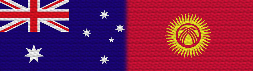 Kyrgyzstan and Australia Fabric Texture Flag – 3D Illustration