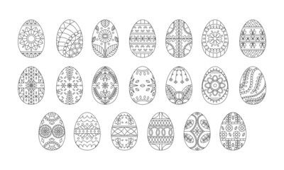 Set of different outlines of easter eggs Vector illustration