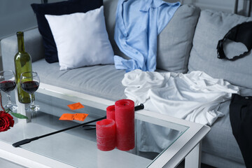 Messy room after romantic date