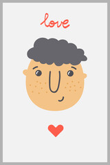 Greeting cards with cute people for Valentines Day. Vector illustration for design greeting cards, wedding invitations, party design.