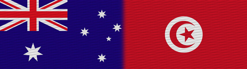 Tunisia and Australia Fabric Texture Flag – 3D Illustration