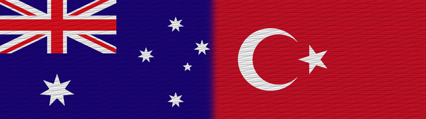 Turkey and Australia Fabric Texture Flag – 3D Illustration
