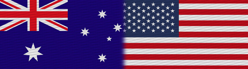 United States of America and Australia Fabric Texture Flag – 3D Illustration