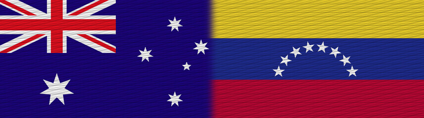 Venezuela and Australia Fabric Texture Flag – 3D Illustration