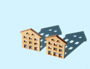 Model house on blue background