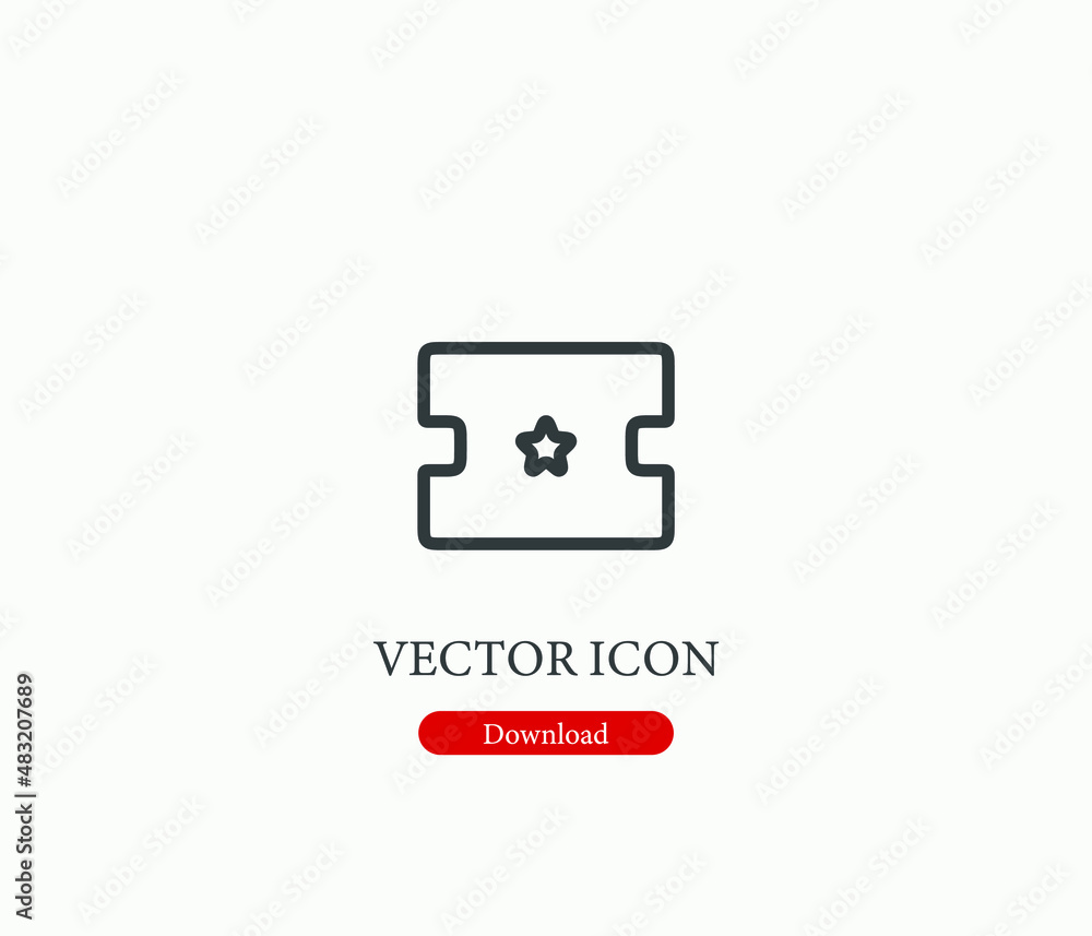 Poster ticket vector icon. editable stroke. symbol in line art style for design, presentation, website or a