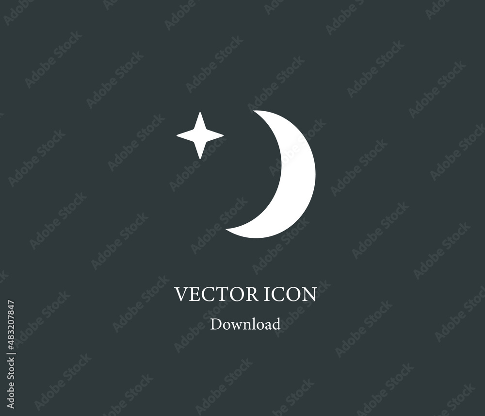Poster moon vector icon. editable stroke. symbol in line art style for design, presentation, website or app