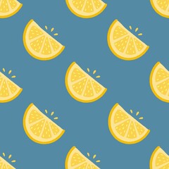 Seamless pattern with citrus fruits. Tropical background with fresh orange slices for textile, fabrics, socks, wrapping paper, packaging, apparel, banner