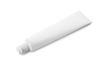Tube of toothpaste on white background