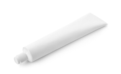Tube of toothpaste on white background