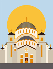 Cathedral of Saint Sava, Belgrade, Serbia, vector illustration