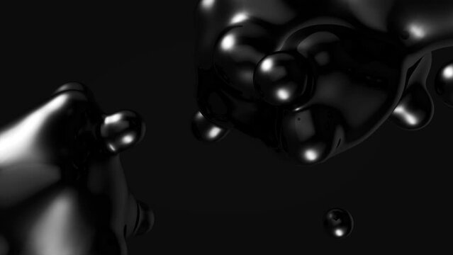 Closeup of black gluey liquid particles infinite seamless  looping background