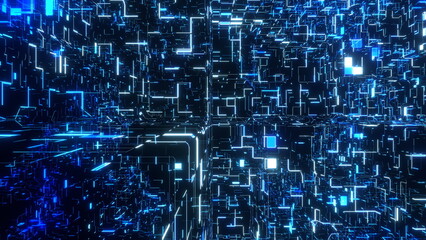 VJ グリッド サイバー空間 トンネル 青 [別Verあり]