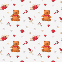Seamless pattern. Background for Valentine's Day. The image can be printed on fabric, gift bags, etc.