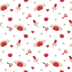 Seamless pattern. Background for Valentine's Day. The image can be printed on fabric, gift bags, etc.