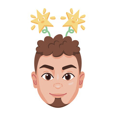 Isolated colored avatar of a man with a christmas related hat