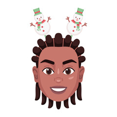 Isolated colored avatar of a woman with a christmas related hat