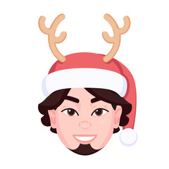 Isolated colored avatar of a man with a christmas related hat