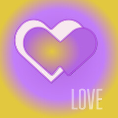 Love neon pink yellow heart for Valentine's day