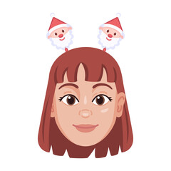Isolated colored avatar of a woman with a christmas related hat