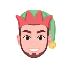 Isolated colored avatar of a man with a christmas related hat