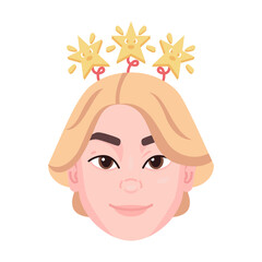 Isolated colored avatar of a woman with a christmas related hat