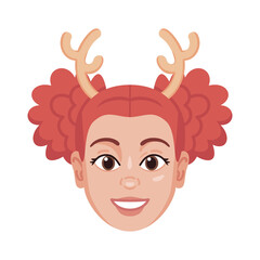 Isolated colored avatar of a woman with a christmas related hat