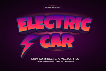 Electric car 3d editable text effect