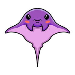 Cute little purple stingray cartoon standing