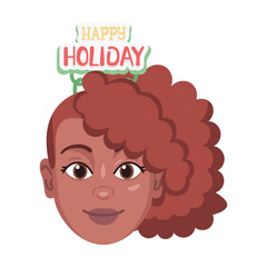 Isolated colored avatar of a woman with a christmas related hat