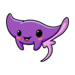 Cute little purple stingray cartoon swimming © frescostudio