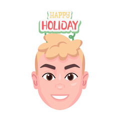 Isolated colored avatar of a man with a christmas related hat