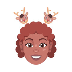 Isolated colored avatar of a woman with a christmas related hat