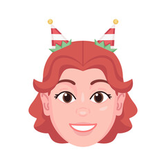 Isolated colored avatar of a woman with a christmas related hat