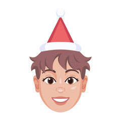 Isolated colored avatar of a woman with a christmas related hat