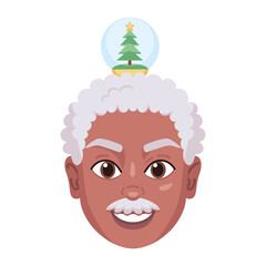 Isolated colored avatar of a man with a christmas related hat