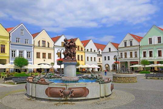 Zilina - Marianske namestie (Marienplatz) - main town square of Zilina. Zilina is the third largest city of Slovakia.