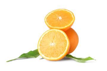 Fresh juicy oranges isolated on white background