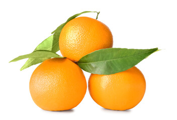 Whole oranges on white background
