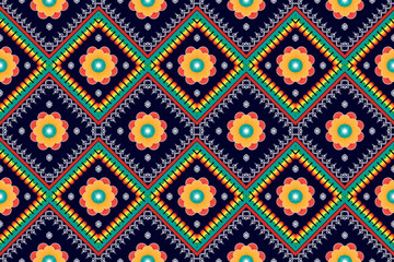 Floral ethnic pattern design. Aztec fabric carpet mandala ornament chevron textile decoration wallpaper. Tribal turkey African Indian traditional embroidery vector illustrations background 