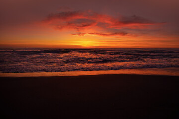 Fototapeta na wymiar Scenic Warm Colorful California Coast Sunset