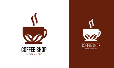 Cup coffee logo with coffee beans